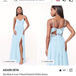 Azazie Zeya Sky Blue A-Line Dress